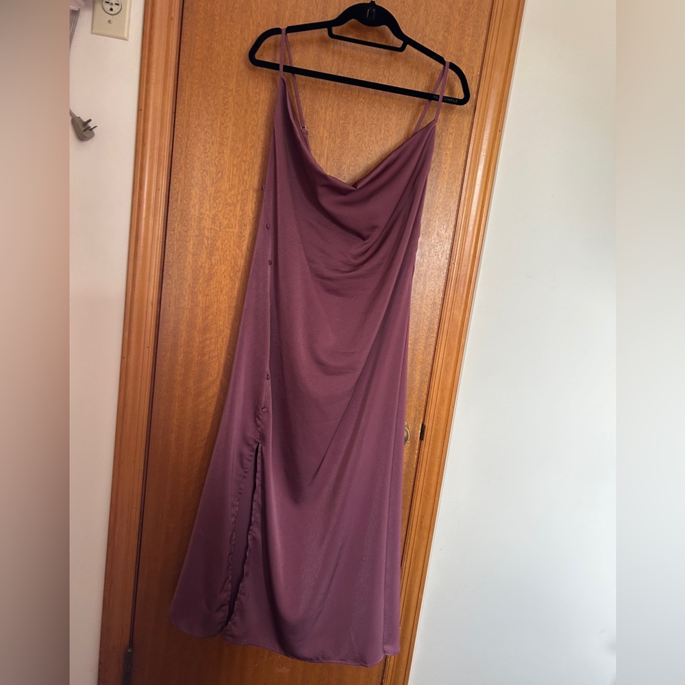 Satin Style Wine Slip Dress - Plus Size - Picture 4 of 6